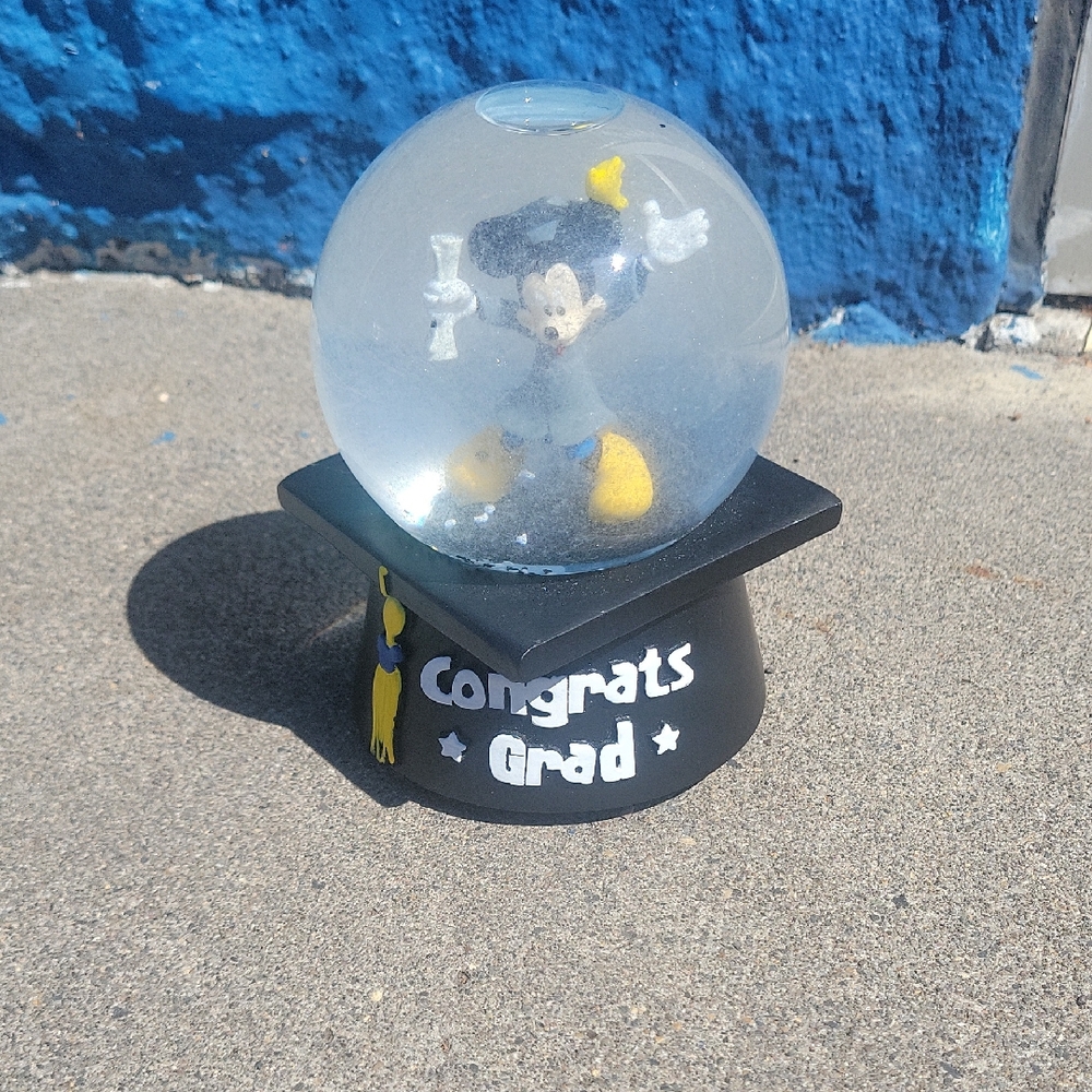 Disney Mickey Mouse Congrats Grad Snow Globe Music Box